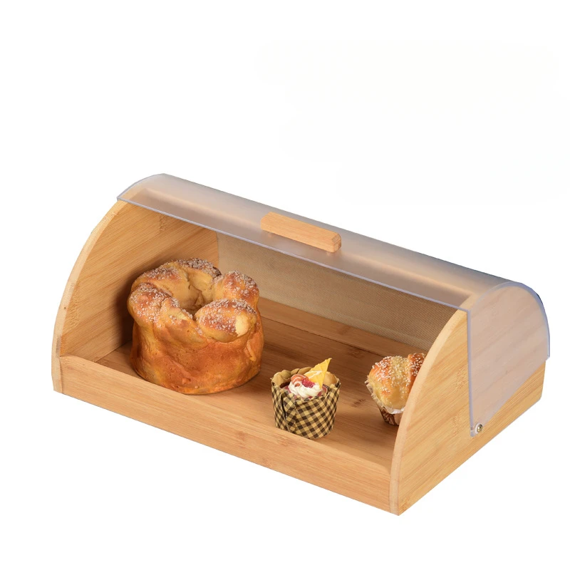 Bread Box Bamboo - Бамбуковая хлебница с прозрачной акриловой крышкой,