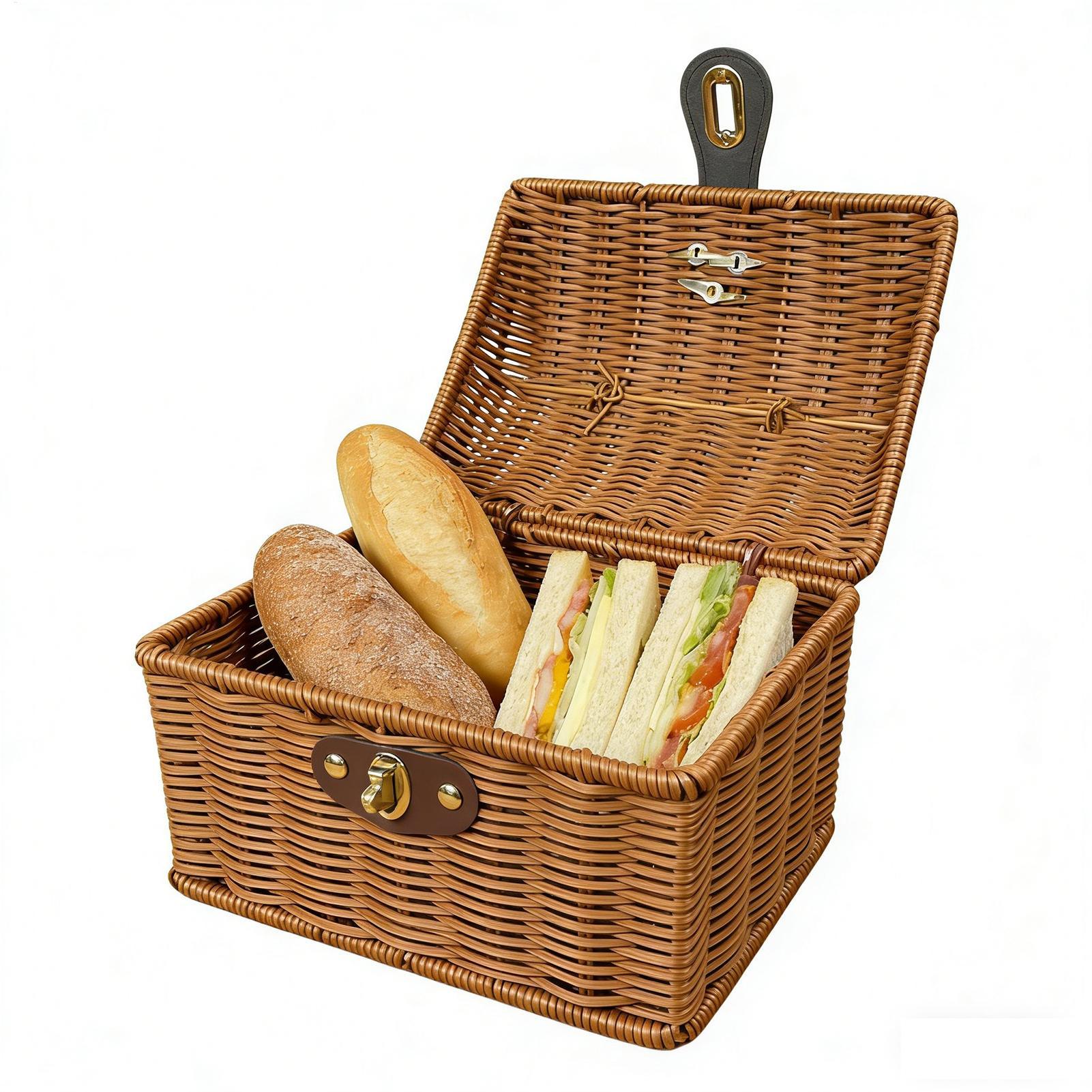 Bread Box Bamboo - Плетеная корзина для пикника с ручкой,