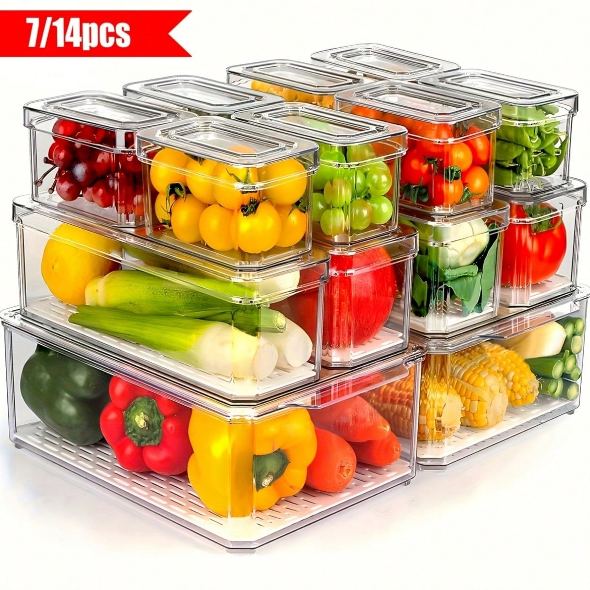 Food Storage In Cabinets - Набор из 7/14 штук штабелируемых контейнеров