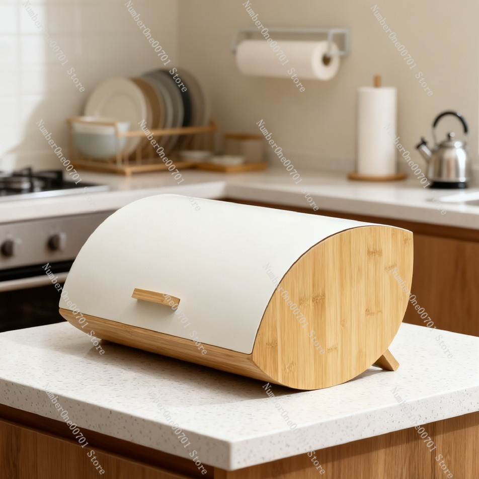 Bread Box Bamboo - Металлическая коробка для хранения хлеба с
