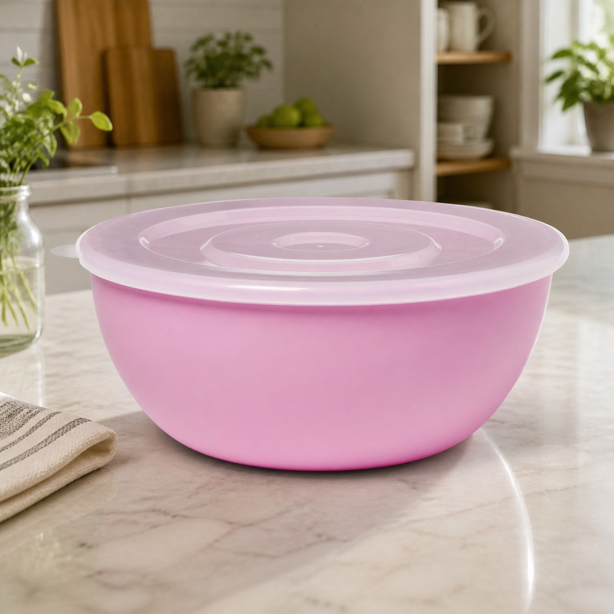 Food Storage Bowls - Розовая миска с подходящей крышкой, прочный