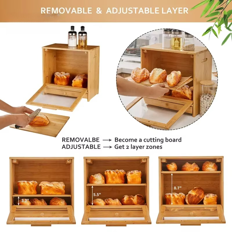 Двухуровневая бамбуковая хлебн – обзор и цена Bread Box Bamboo