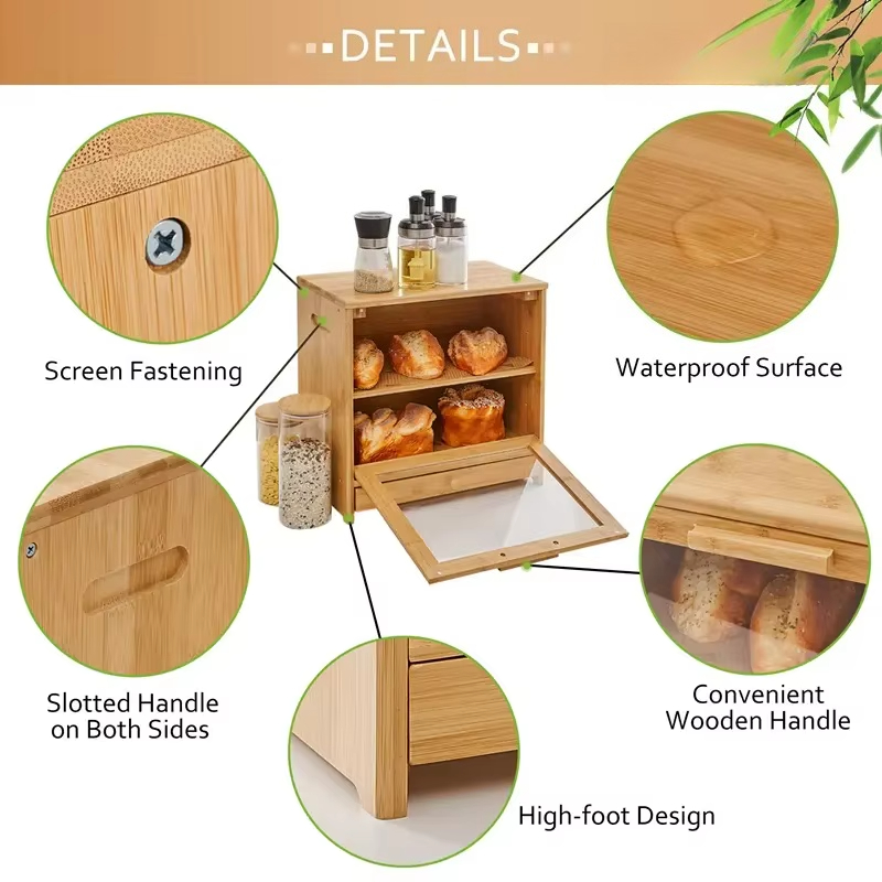 Двухуровневая бамбуковая хлебн – обзор и цена Bread Box Bamboo